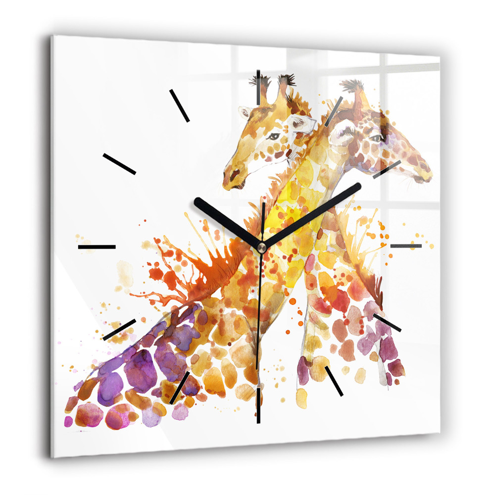Négyzet alakú üvegóra 60x60 Zsiráf - akvarell