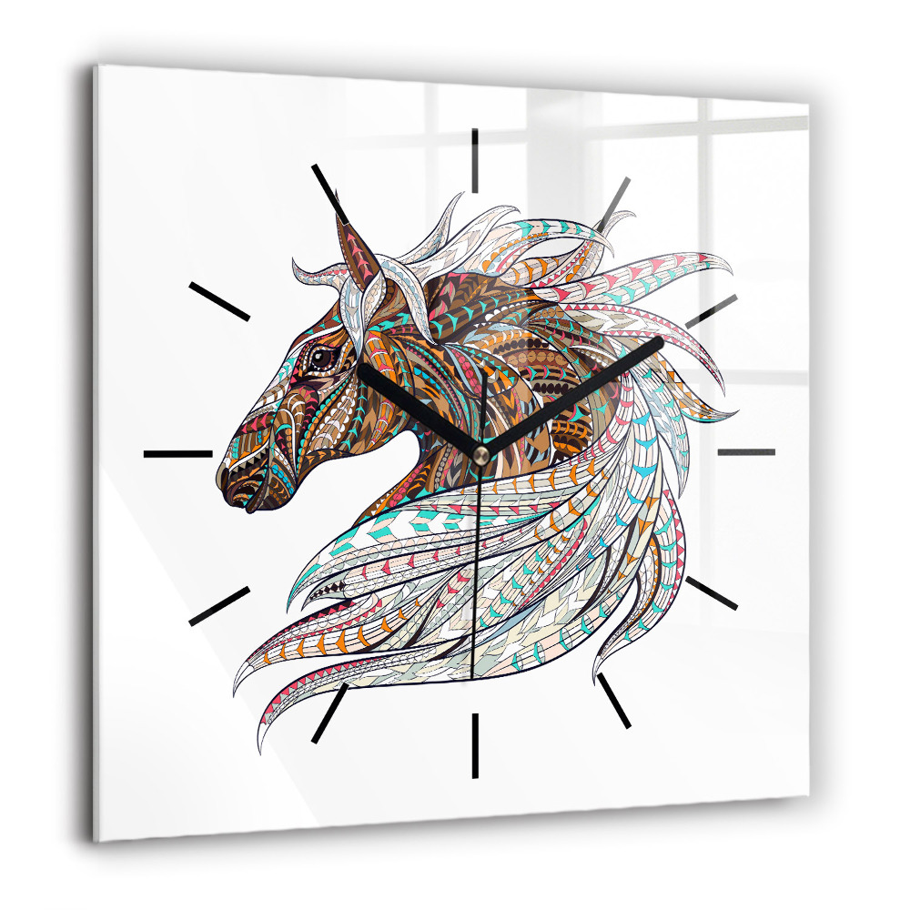 Négyzetes üvegóra 60x60 Egy ló illusztrációja