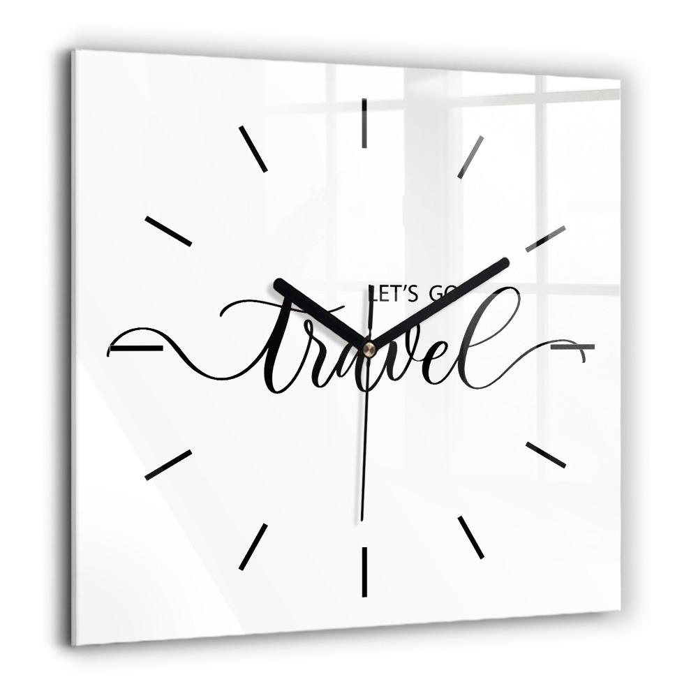 Négyzetes üvegóra 60x60 Utazás felirat