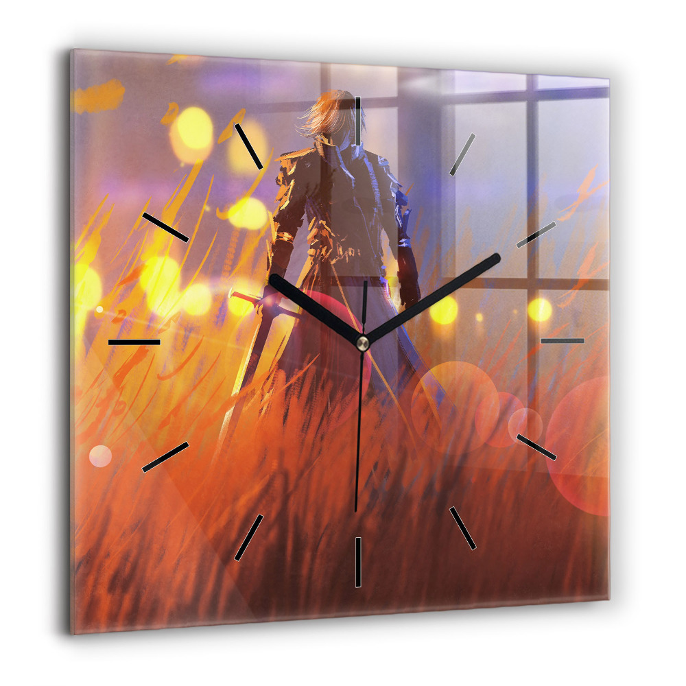 Szögletes üvegóra 60x60 Lovag karddal