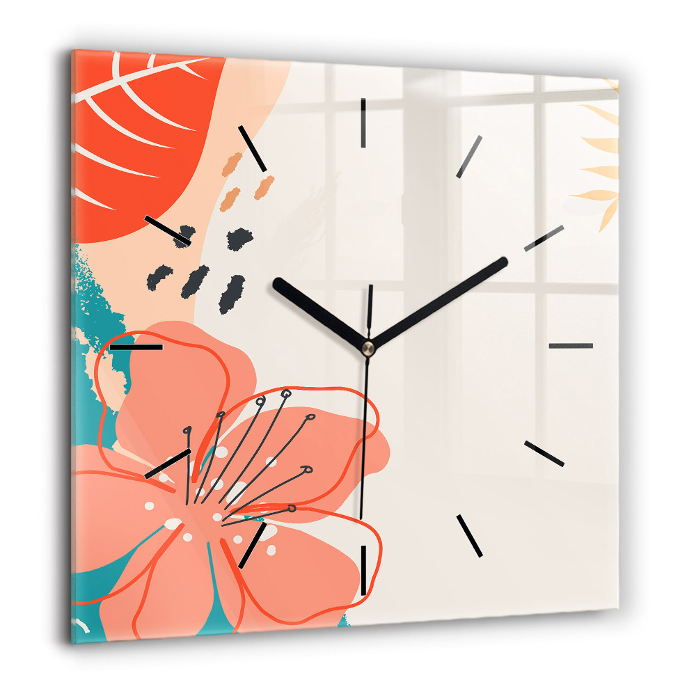 Négyzetes üvegóra 60x60 Hawaii növények