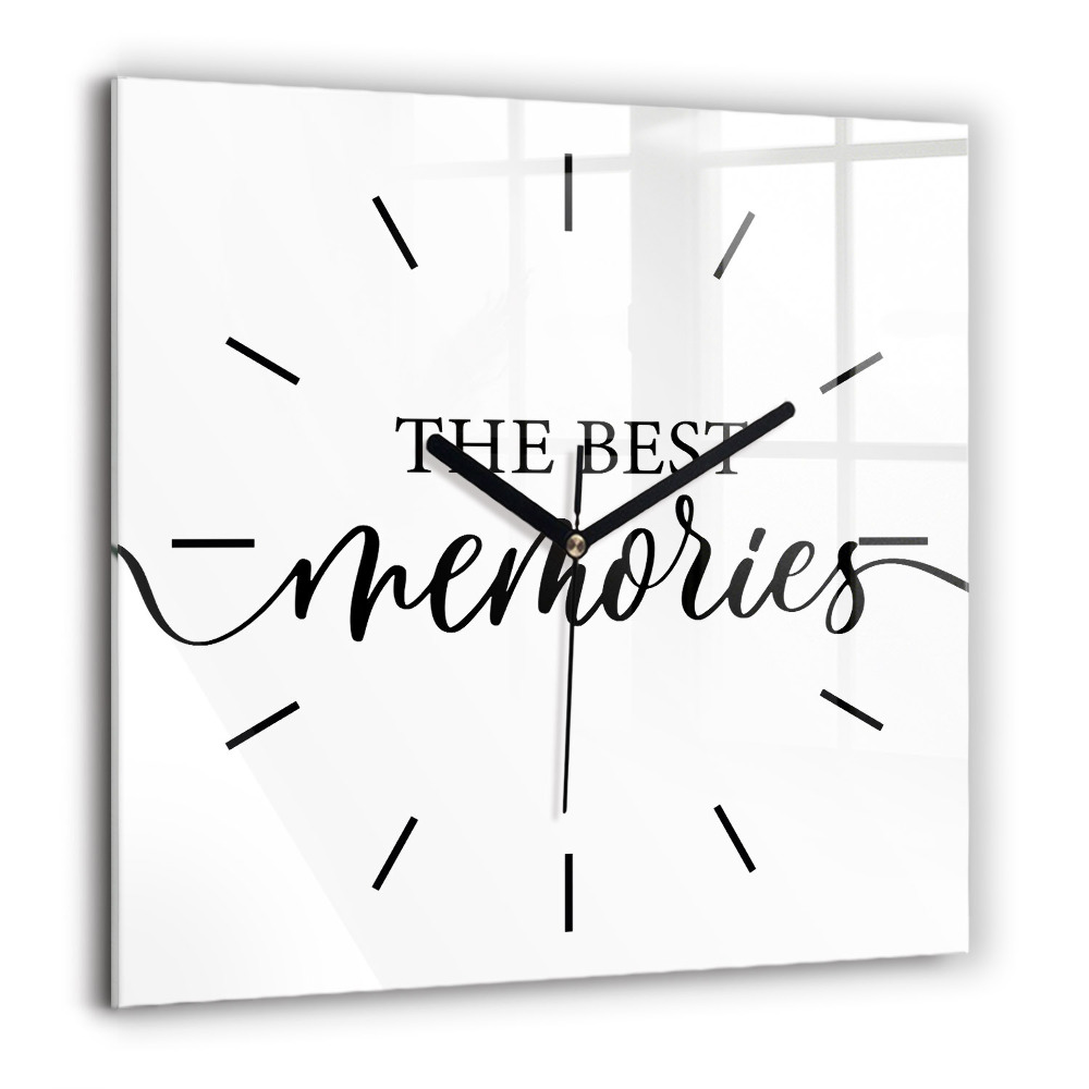 Szögletes üvegóra 60x60 Emlékek felirat