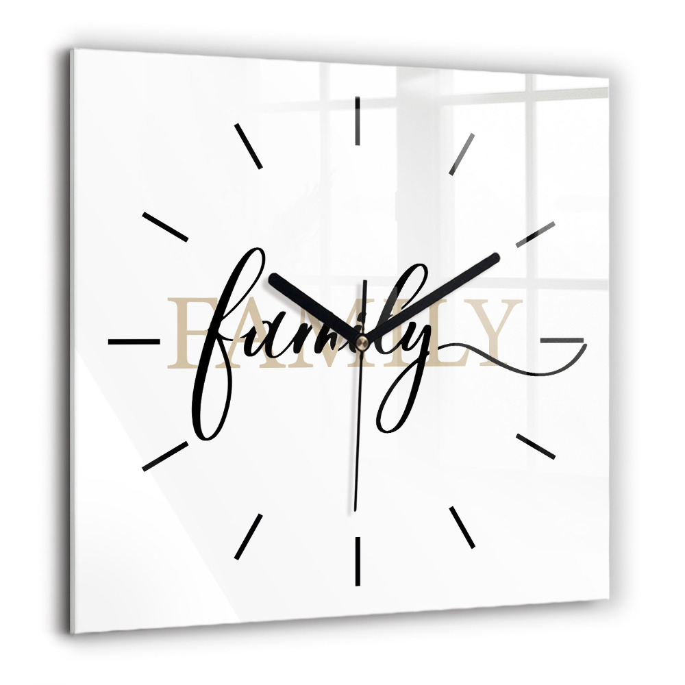 Szögletes fali üvegóra 60x60 Családi felirat