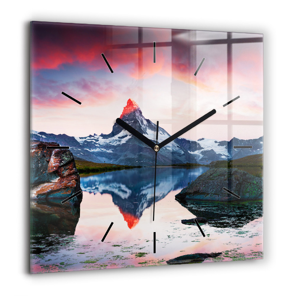 Négyzet alakú üvegóra 60x60 Stellisee Matterhorn-tó