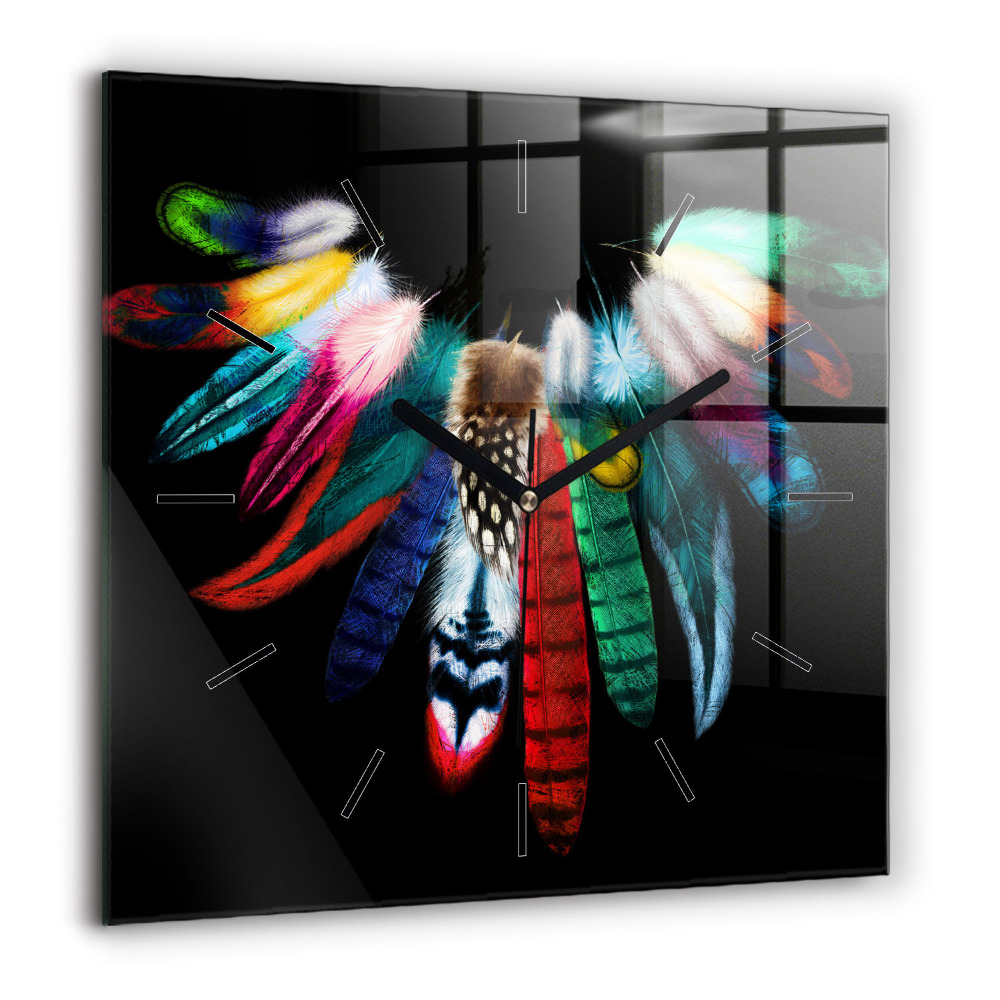 Négyzet alakú üvegóra 60x60 Egy madár színes tollazata