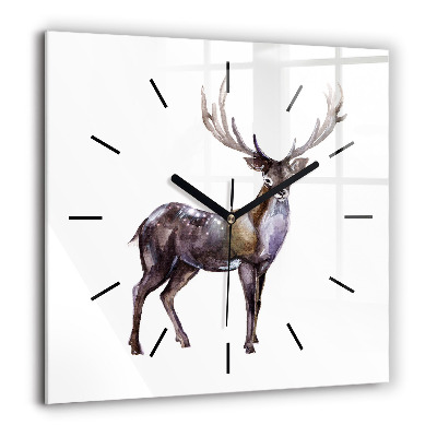 Szögletes üvegóra 60x60 Szarvas az erdő királya