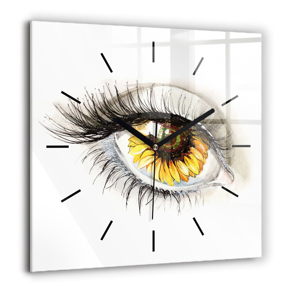 Négyzetes üvegóra 60x60 Napraforgó a szemében