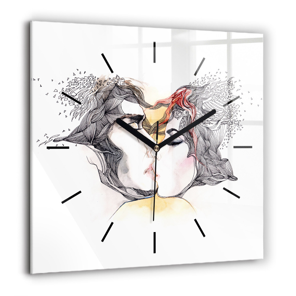 Szögletes fali üvegóra 60x60 Rajz egy szerelmes csókról