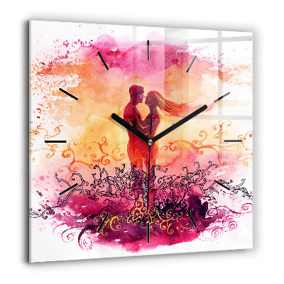 Négyzet alakú üvegóra 60x60 Akvarell egy szerelmes párról