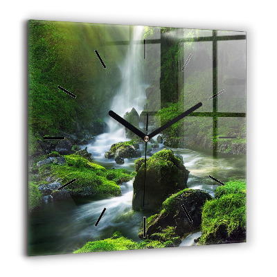 Szögletes üvegóra 60x60 Vízesés és sziklák