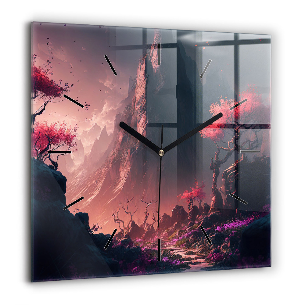 Szögletes fali üvegóra 60x60 Varázslatos erdő és hegyek