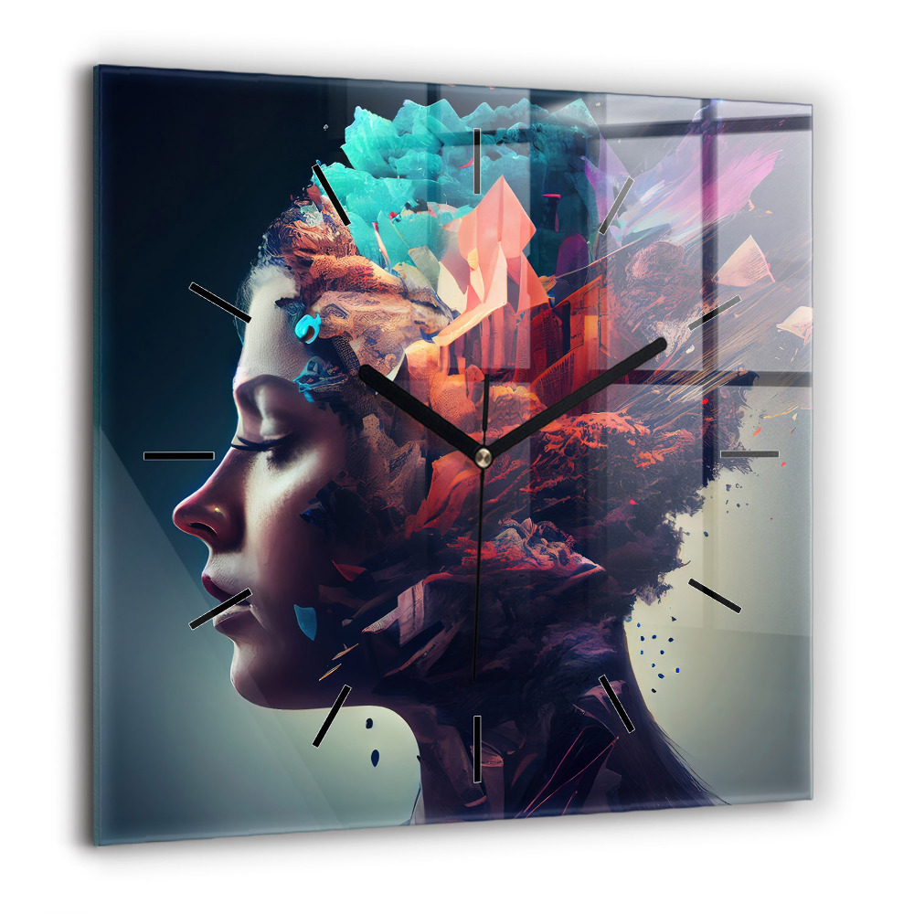 Szögletes fali üvegóra 60x60 Absztrakt nő