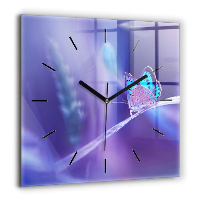 Szögletes üvegóra 60x60 Pillangó a fűben