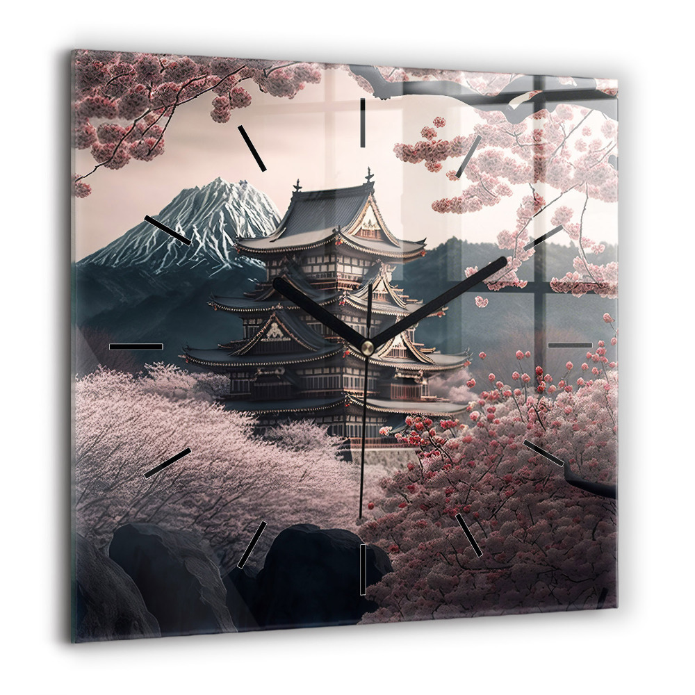 Szögletes üvegóra 60x60 Torony és virágok Ázsiában