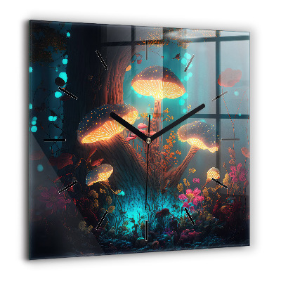 Szögletes üvegóra 60x60 Erdő és varázsgomba