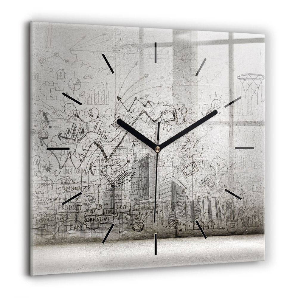 Szögletes üvegóra 60x60 Egy város vázlata