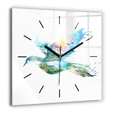 Szögletes üvegóra 60x60 Absztrakció egy madárról és a tavaszról