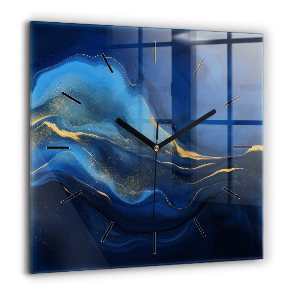 Négyzet alakú üvegóra 60x60 Kék márvány