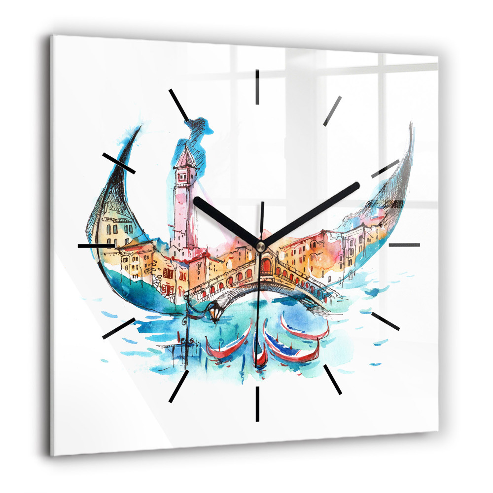 Négyzetes üvegóra 60x60 Olaszország - A velencei gondola