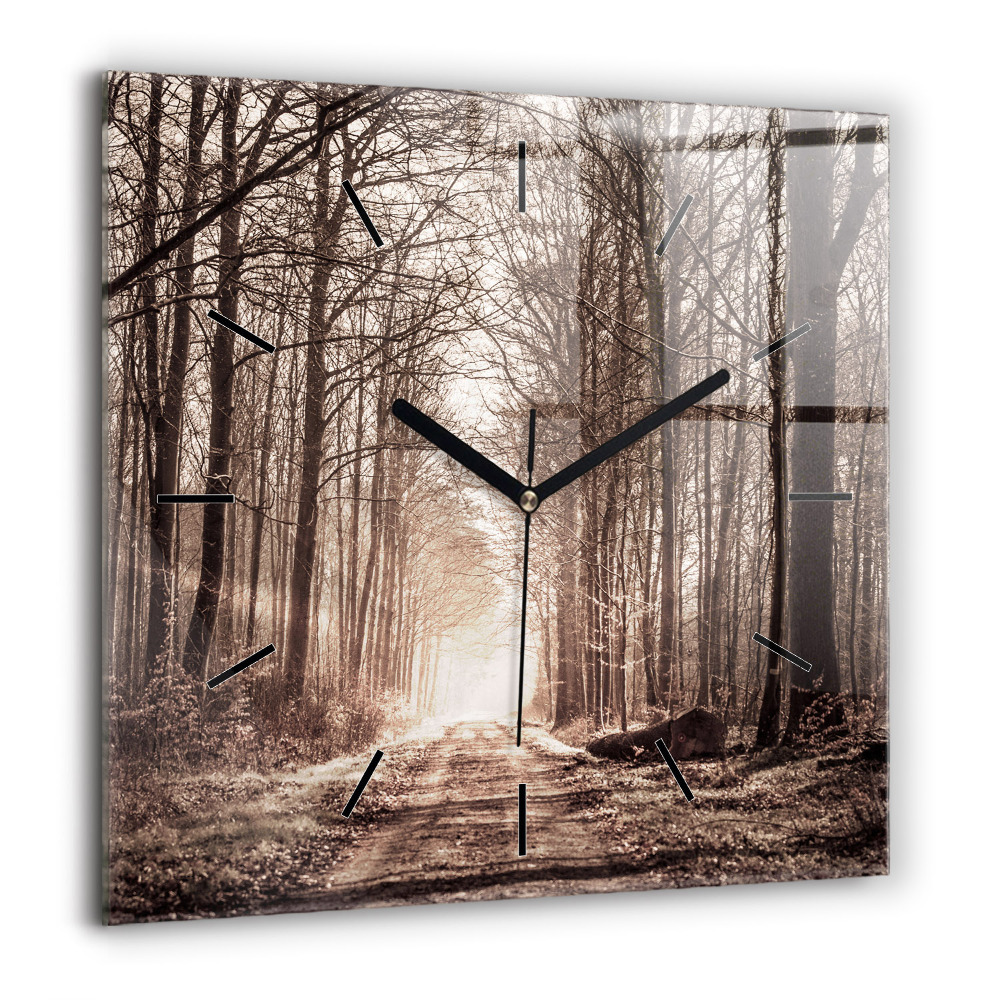 Szögletes üvegóra 60x60 Erdei ösvény szepiában