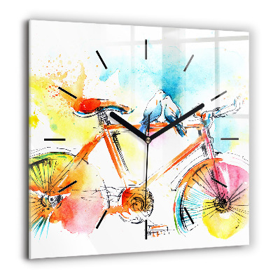 Szögletes üvegóra 60x60 Festett kerékpár