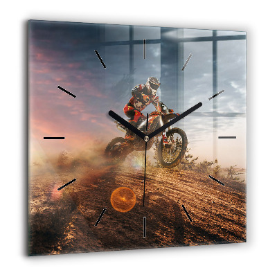 Négyzet alakú üvegóra 60x60 Férfi motorkerékpáron