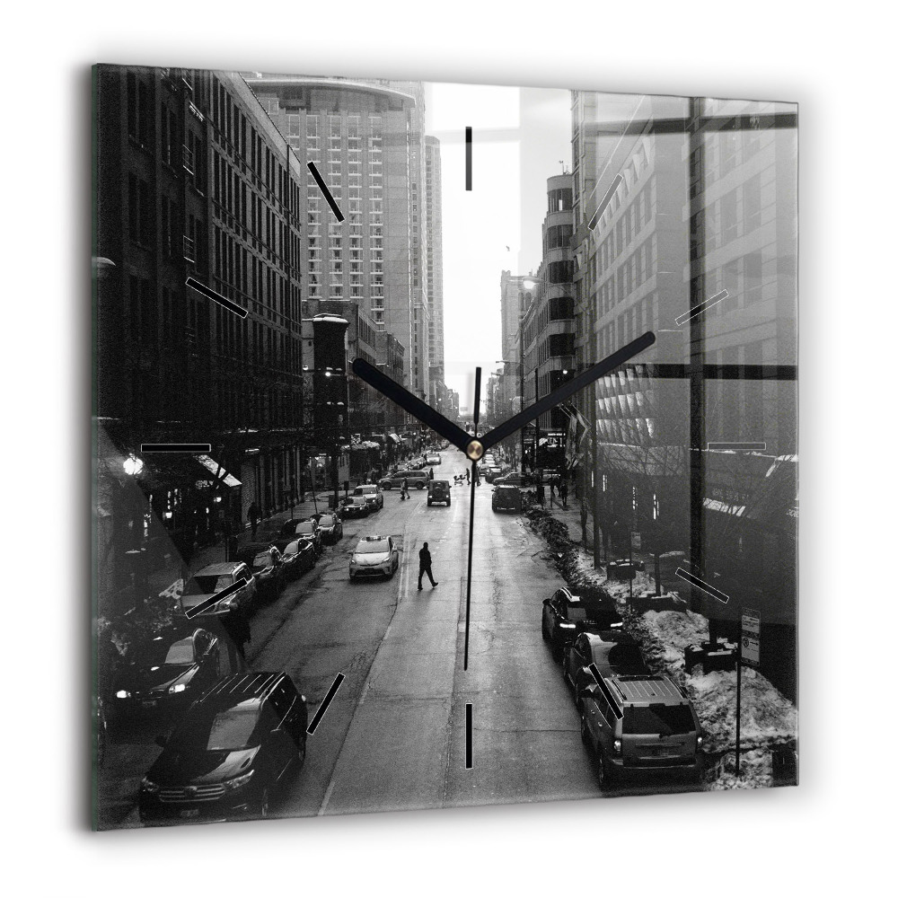 Szögletes fali üvegóra 60x60 Chicago város utcái