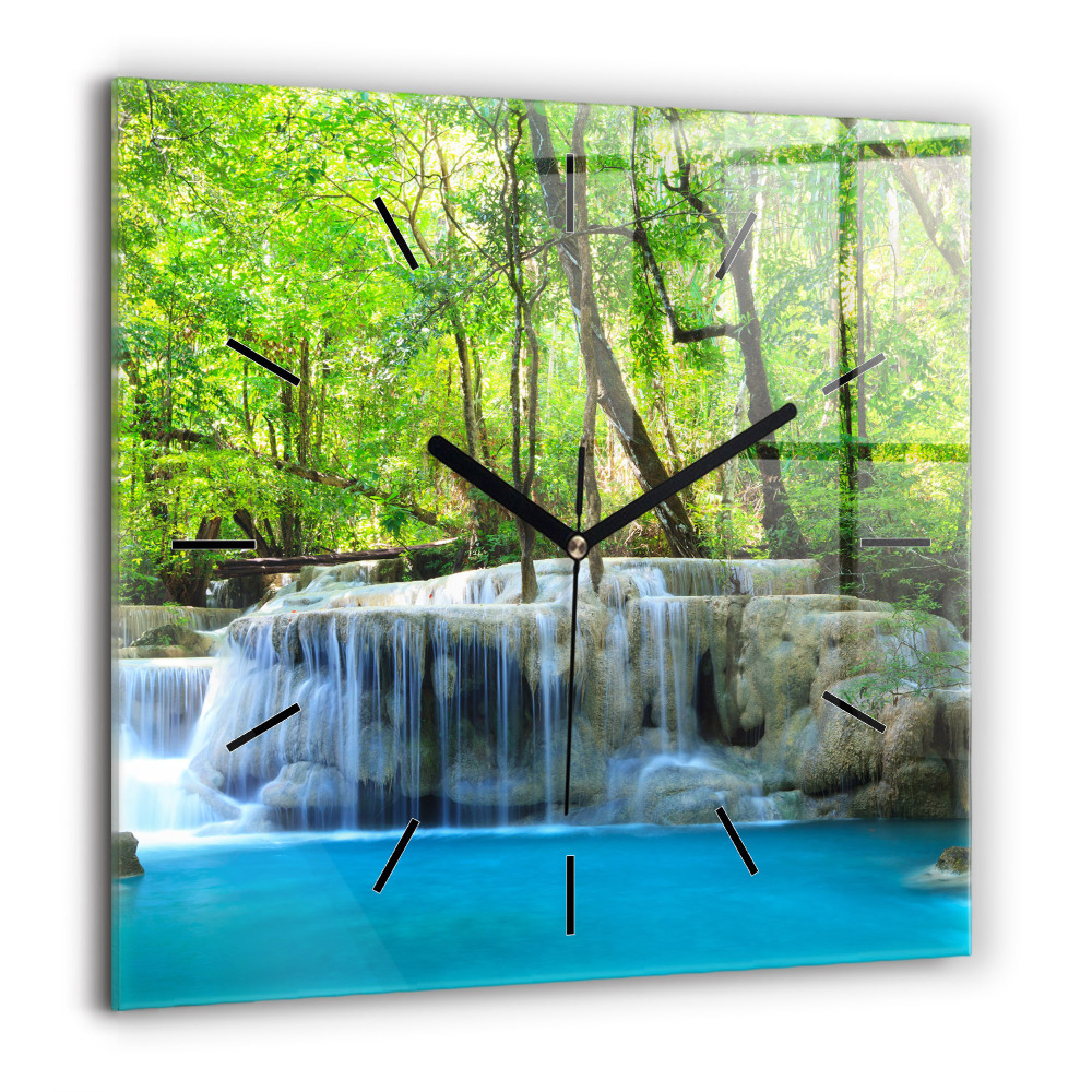 Négyzet alakú üvegóra 60x60 Vízesés az erdőben