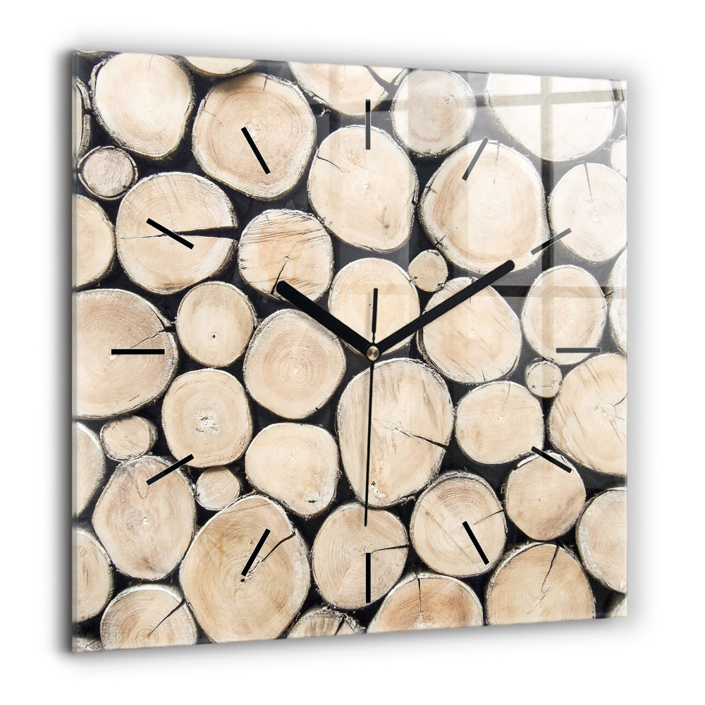 Négyzetes üvegóra 60x60 Vágott fatörzs