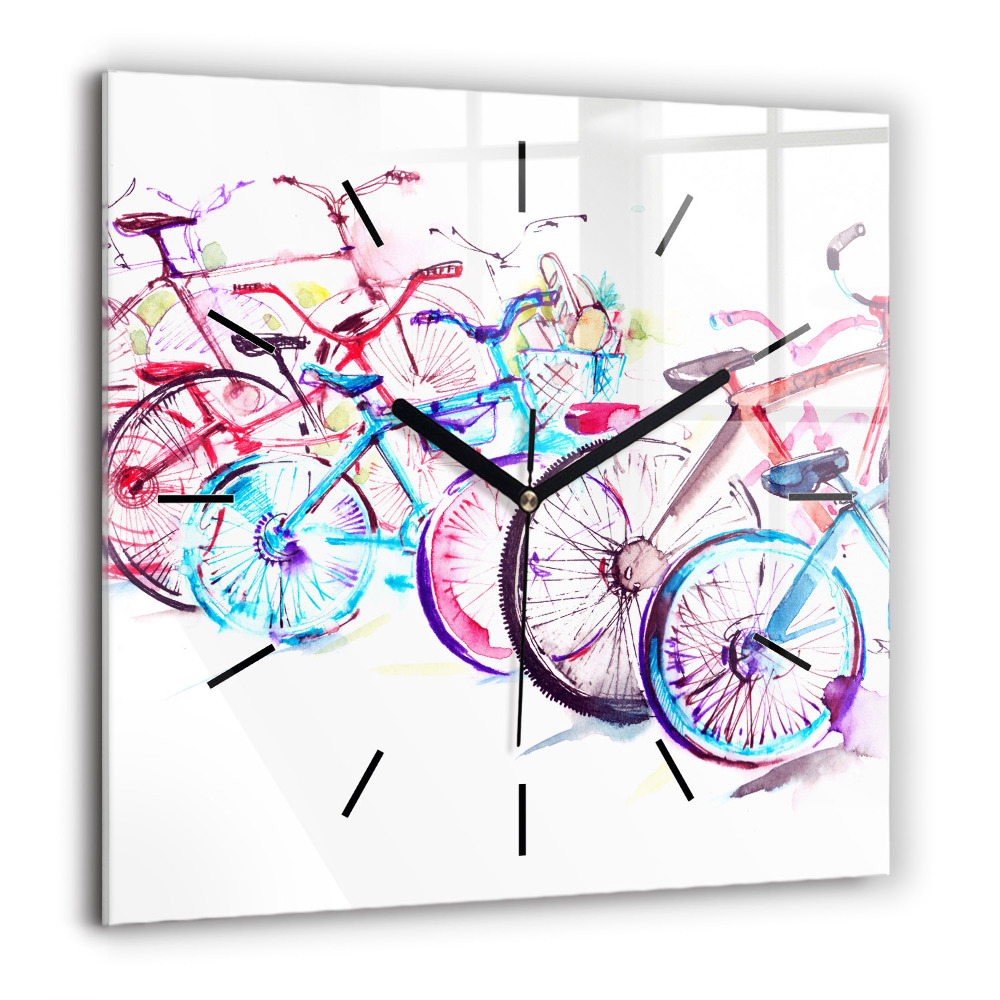 Szögletes fali üvegóra 60x60 Színes városi kerékpárok