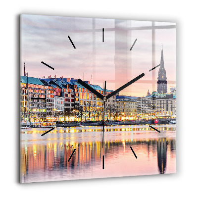 Szögletes üvegóra 60x60 Alster Hamburgban