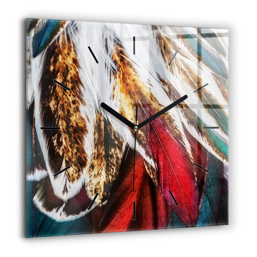 Szögletes üvegóra 60x60 Világosbarna madártollak