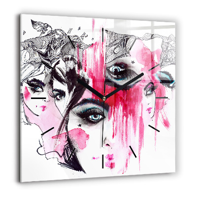 Szögletes fali üvegóra 60x60 Sok arc absztrakció