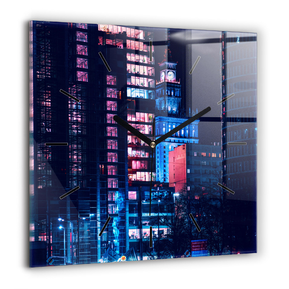 Négyzet alakú üvegóra 60x60 Varsó éjszaka