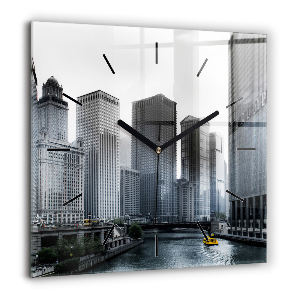 Szögletes fali üvegóra 60x60 A város panorámája