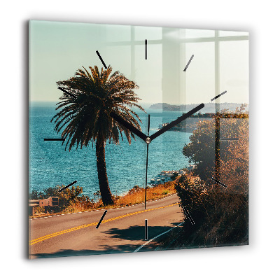 Szögletes fali üvegóra 60x60 Pálmafák Malibuban