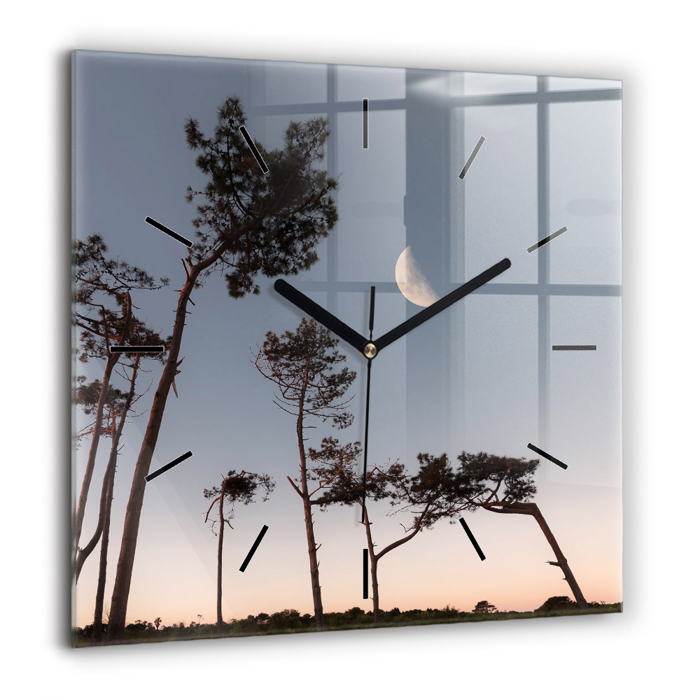 Négyzet alakú üvegóra 60x60 Félhold és fák