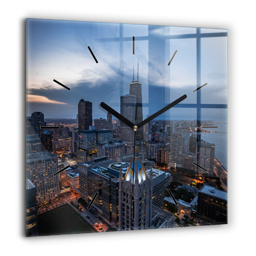 Szögletes üvegóra 60x60 Chicago fotója