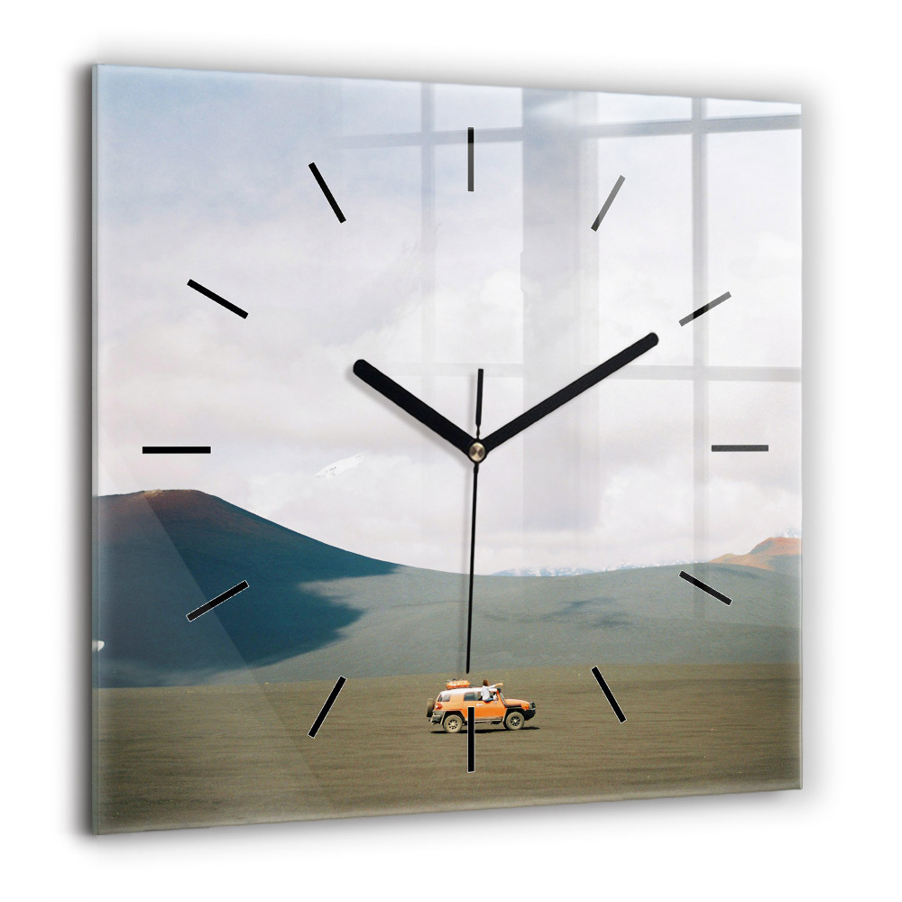 Négyzet alakú üvegóra 60x60 Jármű a kamcsatkai sivatagban