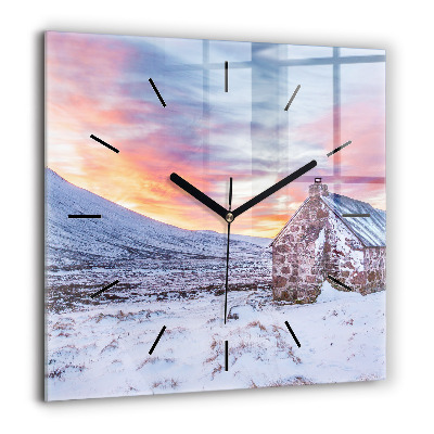 Négyzet alakú üvegóra 60x60 Házikó a hegyekben