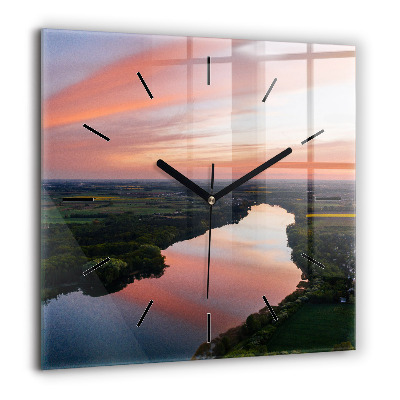 Négyzetes üvegóra 60x60 Kilátás egy tóra