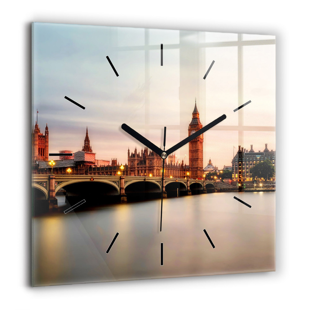 Szögletes fali üvegóra 60x60 Big Ben londoni égbolt