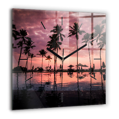 Szögletes üvegóra 60x60 Pálmafák Hawaiin