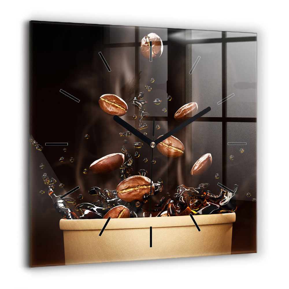 Négyzetes üvegóra 60x60 Forró kávé