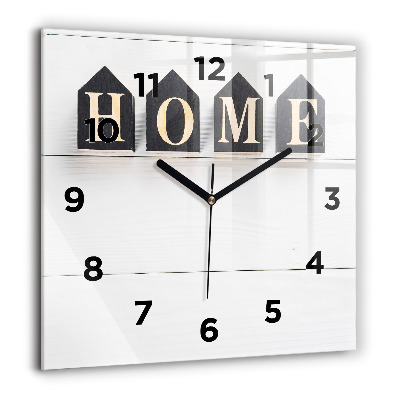 Szögletes üvegóra 60x60 Ház felirat