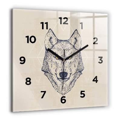 Szögletes fali üvegóra 60x60 Farkas fej