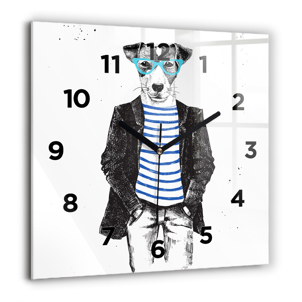 Négyzetes üvegóra 60x60 Kutya emberi testben