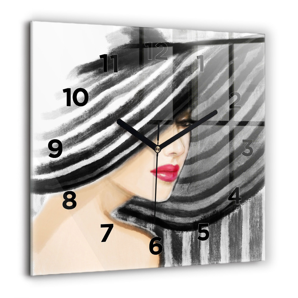 Szögletes fali üvegóra 60x60 Nő fekete-fehérben