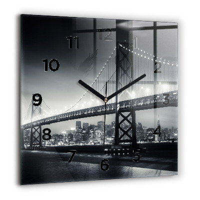 Szögletes üvegóra 60x60 Híd éjszaka San Francisco