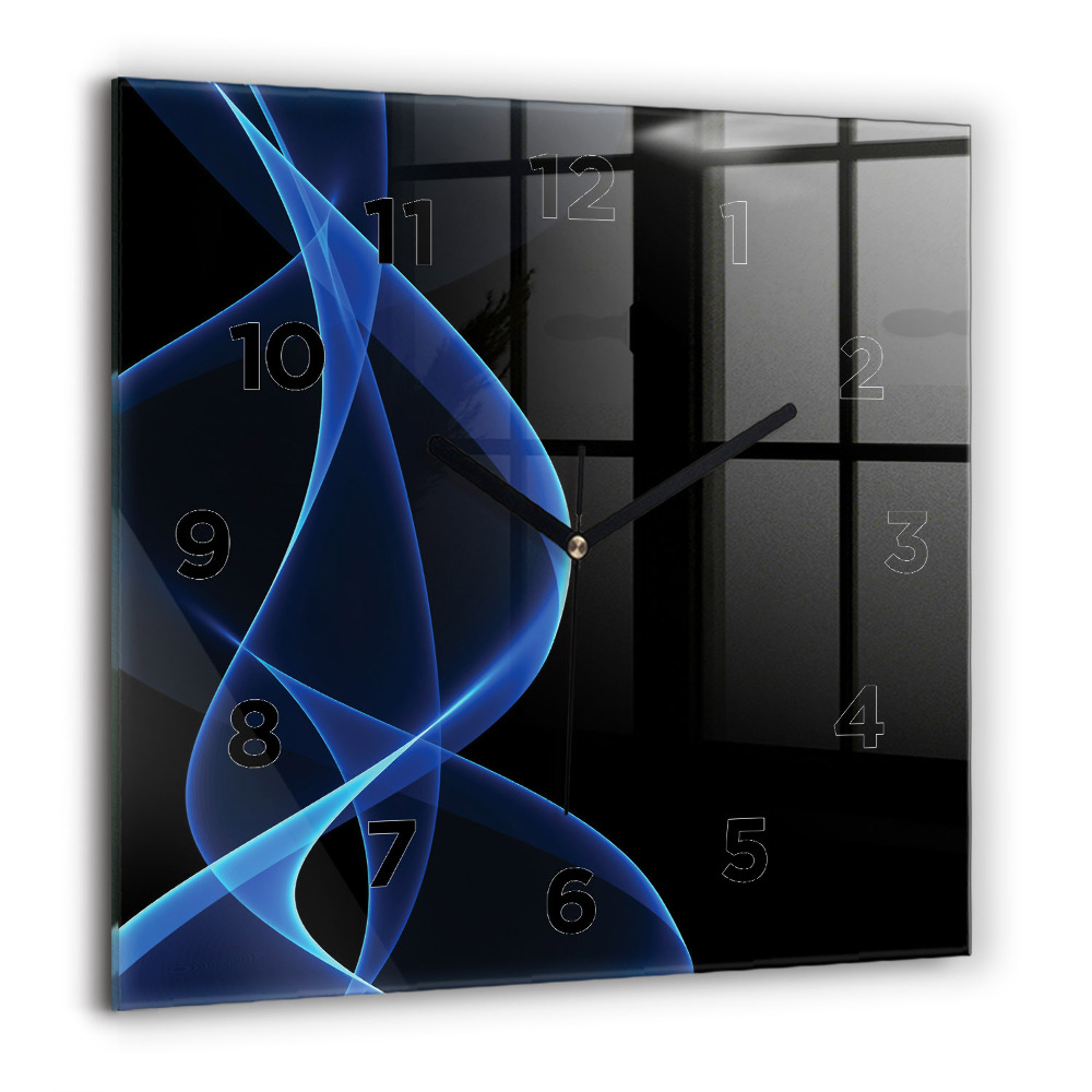 Négyzetes üvegóra 60x60 Kék vonalak